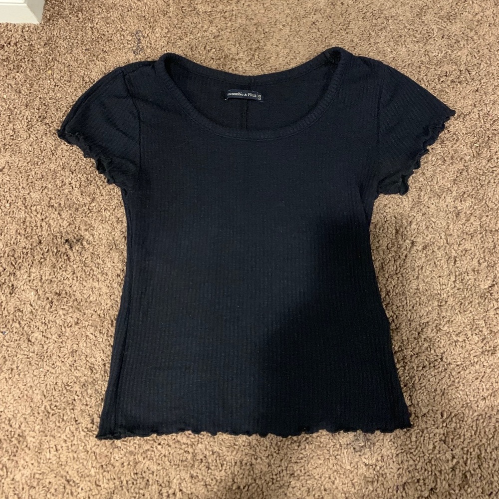Abercrombie & Fitch Black Ruffled Size XS Shirt